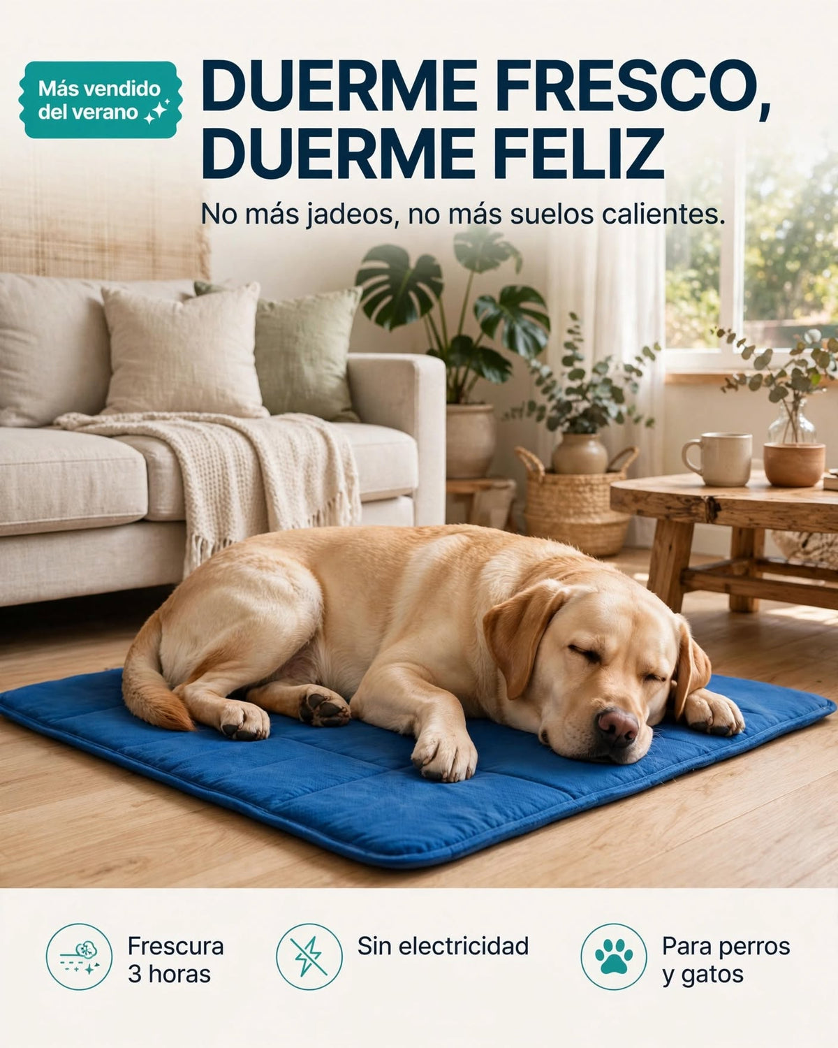 Manta Fría para Perros y Gatos - Gel Auto-Enfriable